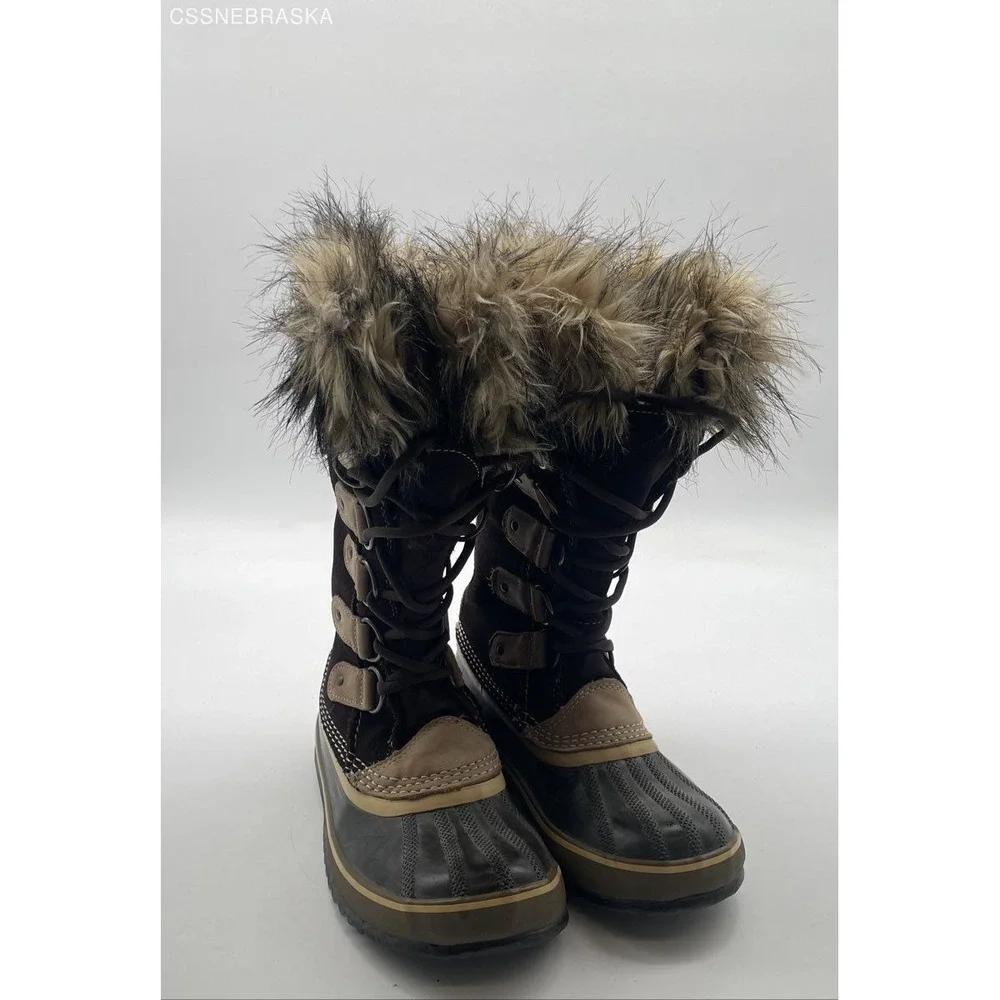 Sorel Brown Women's Joan Of Arctic Winter Boots NL1540 248 Fur Lined Hawk Size 7